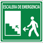 SEÑALAMIENTO ESCALERA DE EMERGENCIA ARRIBA IZQUIERDA 20X20